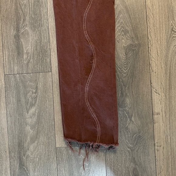 Zara High Rise Wide Leg Brown Denim Jeans With Wavy Stitching - 4 - Picture 10 of 10
